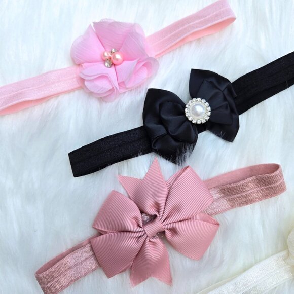 New Flower Baby Headbands – 5-Pack for Newborn Girls, Soft & Stretchy - Picture 2 of 3